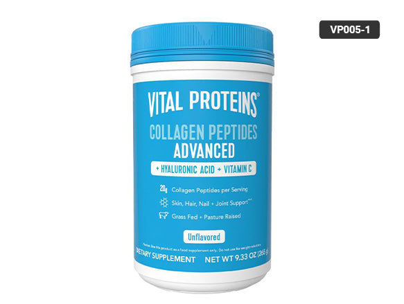 Vital Proteins Collagen Peptides Advanced Powder has hydrolyzed collagen along with hyaluronic acid and vitamin C that can support skin, hair, nails and joints.